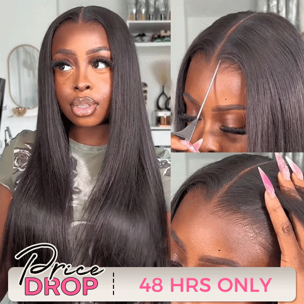 OhMyPretty Wear Go Glueless 9x6 Lace Straight Wig M Cap Super Natural Hairline Silky Human Hair  Mini Knots Pre plucked &Pre Bleached & Pre Cut