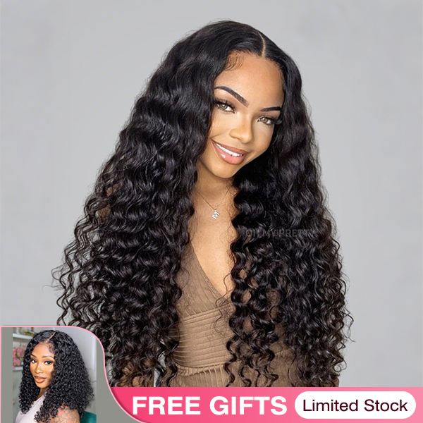 $169 Get 2 Wigs | Glueless Water Wave Wear Go 7x5 HD Lace Wig With Pre-plucked Edges Super Pre-bleached Knots 250% Density