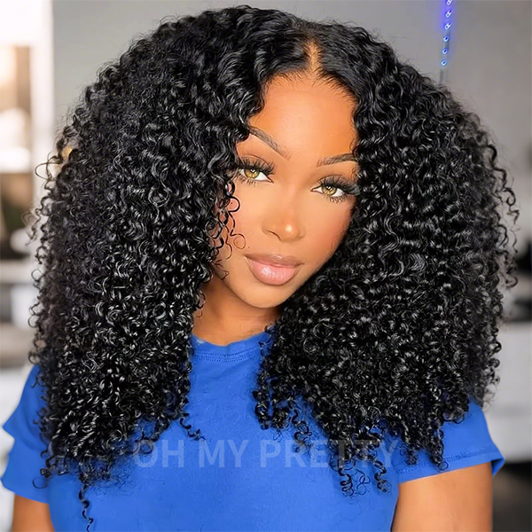 OhMyPretty Wear Go Kinky Curly Glueless 7x5 Lace Closure Wig With Pre-plucked Edges Gorgeous Natural Coily Curl