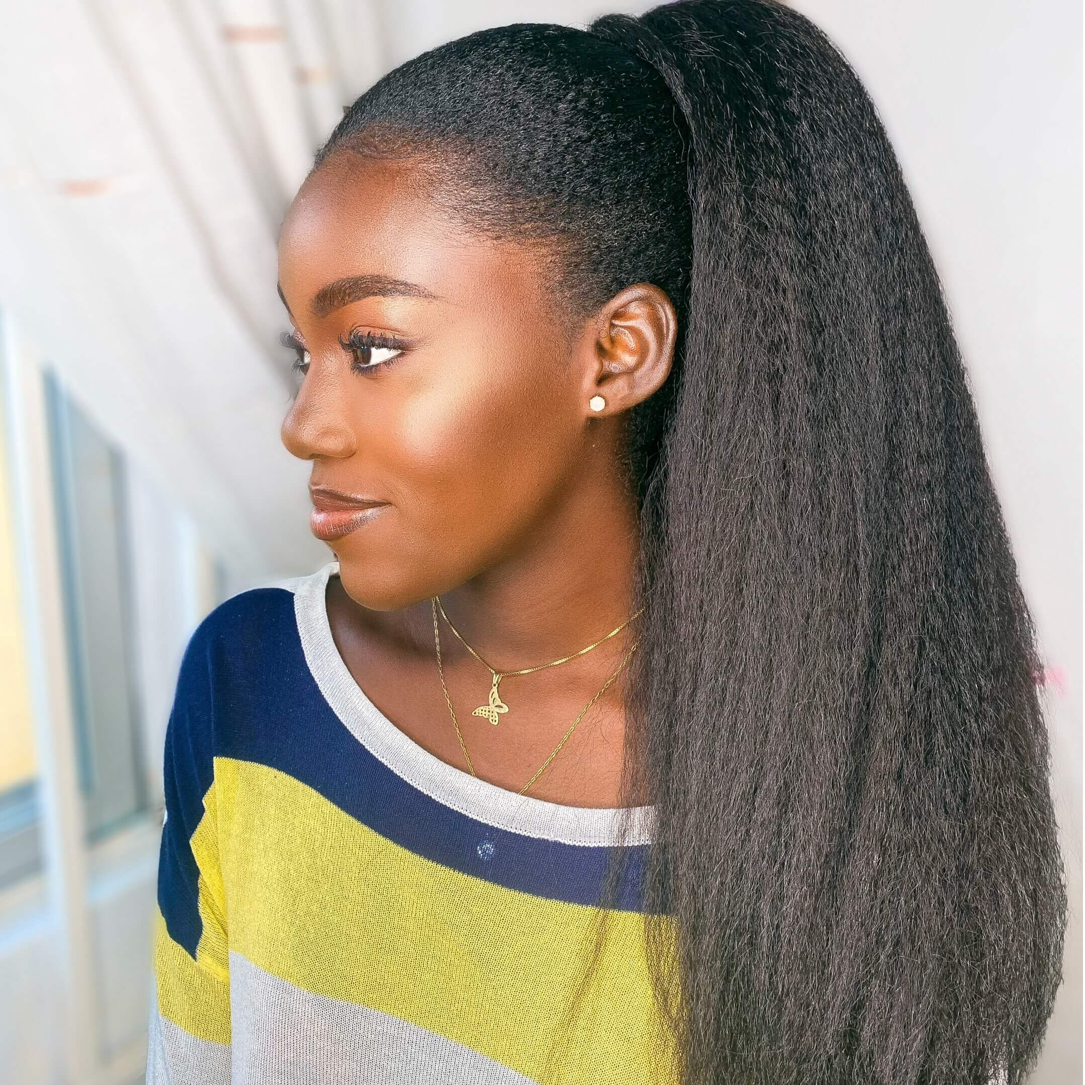 OhMyPretty Kinky Straight Drawstring Ponytail With InvisiFit Strap 100% Human Hair Extension