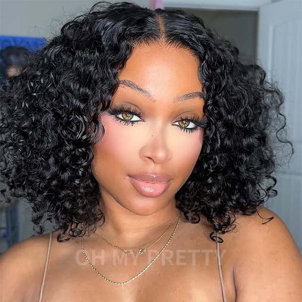 OhMyPretty Wear Go Water Wave Bob 7x5 HD Lace Wig Glueless Short Wig 100% Human Hair Beginner Friendly