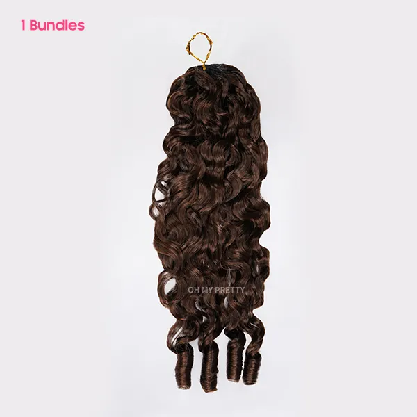 Chocolate Brown #4 Burmese Curly Color Crochet Hair Extension Pre-Separated Miracle Knots 100% Human Hair 