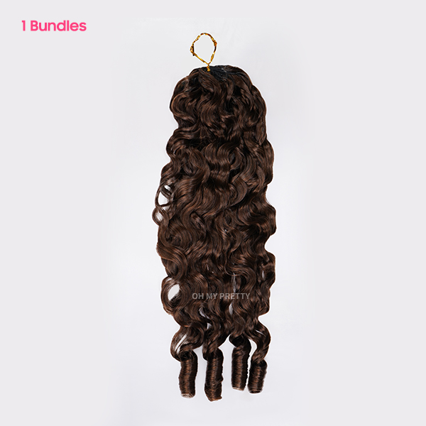 Chocolate Brown #4 Burmese Curly Color Crochet Hair Extension Pre-Separated Miracle Knots 100% Human Hair 