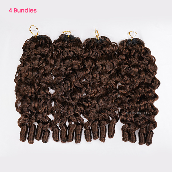 Chocolate Brown #4 Burmese Curly Color Crochet Hair Extension Pre-Separated Miracle Knots 100% Human Hair 