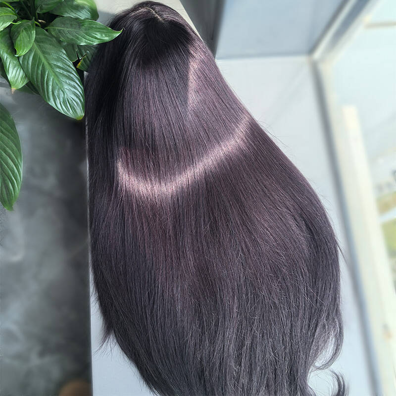 Blackcurrant Brunette 7x5 Lace Wear Go Glueless Layered Straight Human Hair Wig Dark Burgundy