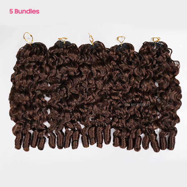Chocolate Brown #4 Burmese Curly Color Crochet Hair Extension Pre-Separated Miracle Knots 100% Human Hair 