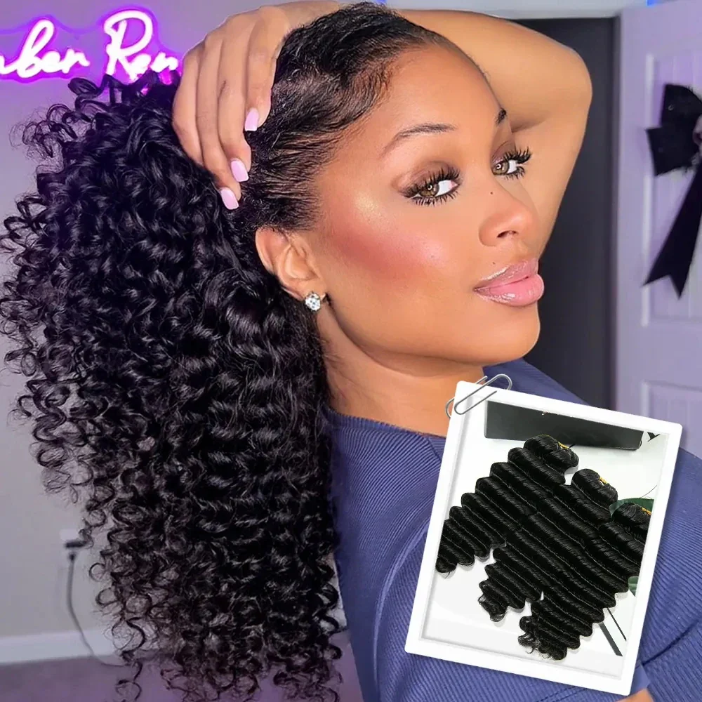 Deep Wave Crochet Human Hair for Natural Boho Braids Miracle Knots Ready Time-Saving Pre-Separated Tangle Free
