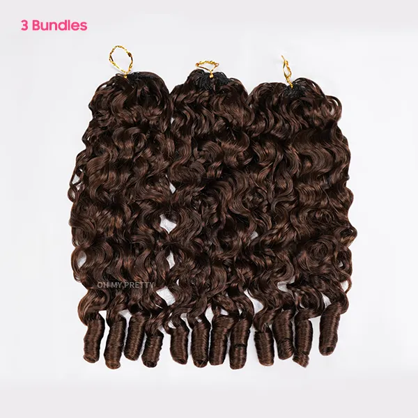 Chocolate Brown #4 Burmese Curly Color Crochet Hair Extension Pre-Separated Miracle Knots 100% Human Hair 