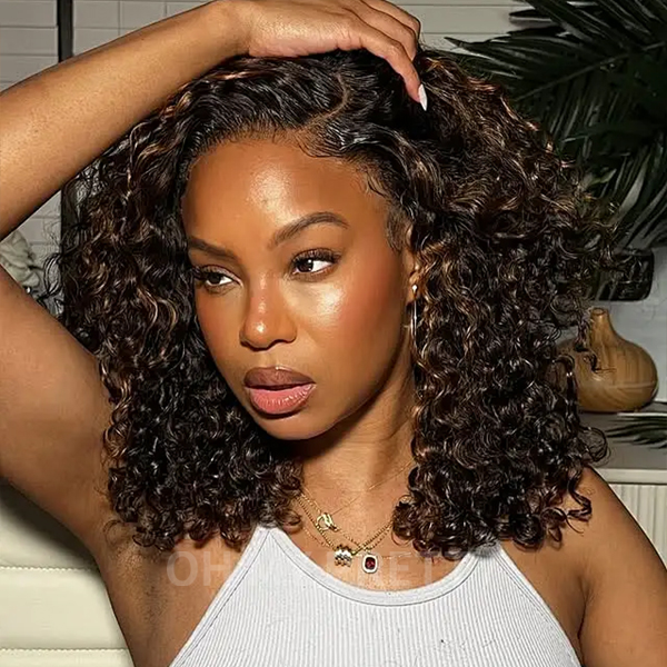 Blonde Highlight Water Wave Wear Go 6x4 Lace Glueless Wigs With Natural Hairline And Pre-cut Lace