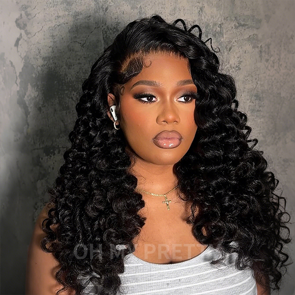 New In Loose Curly M-Cap 9x6 Wear Go Wig Pre-Bleached Knots Loose Deep Glueless Wig