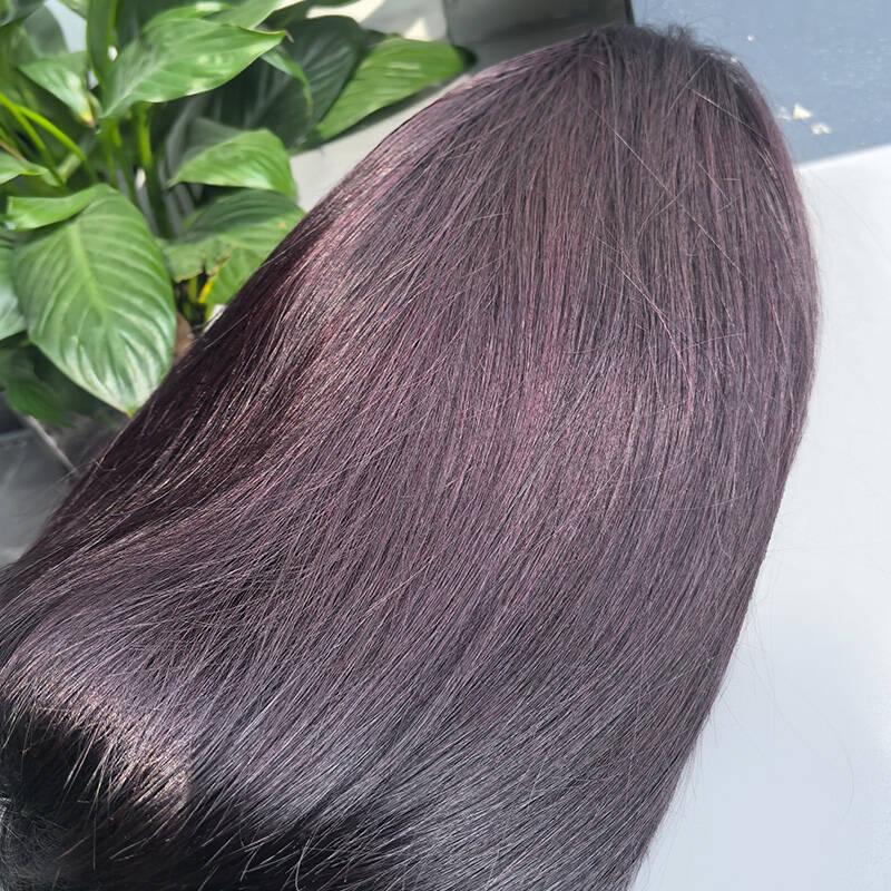 Blackcurrant Brunette 7x5 Lace Wear Go Glueless Layered Straight Human Hair Wig Dark Burgundy