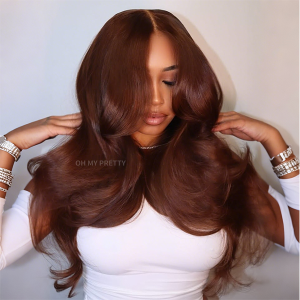 Face-Framing Layers #4 Dark Brown Colored Body Wave Wear Go Wig 7x5 Lace Closure 180% Glueless Color Wig