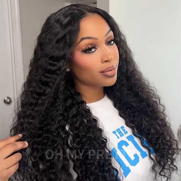 OhMyPretty Wear Go Glueless Deep Wave 9x6 Lace Wig M Cap Pre-Bleached Mini Knots Pre-Plucked