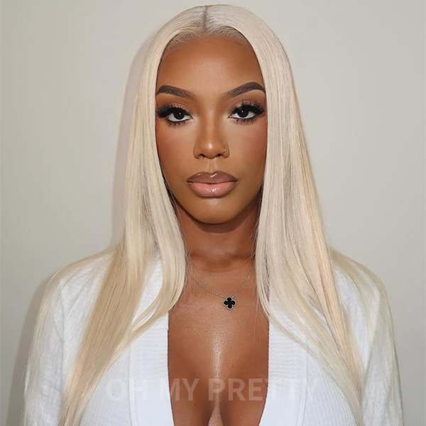 OhMyPretty Wear Go Glueless 613 Blond Color Straight HD Lace Closure Wig With Pre-plucked Hairline Pre-cut Lace