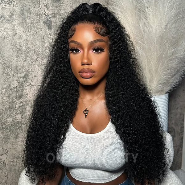 OhMyPretty Kinky Curly 13x4 Lace Front Wig with Pre-plucked Edges