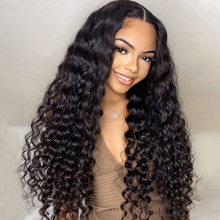 OhMyPretty Loose Deep Wave 13x4 HD Lace Front Wig Prebleached Knots With Pre-plucked Edges