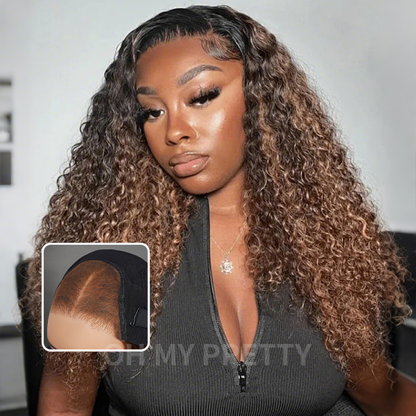 Blonde Highlight Water Wave Wear Go 6x4 Lace Glueless Wigs With Natural Hairline And Pre-cut Lace