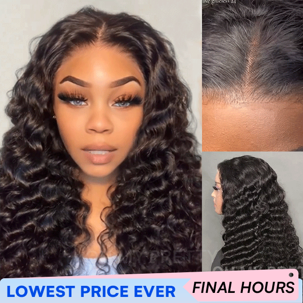 OhMyPretty Wear Go Loose Deep Wave Glueless  7x5 Lace Wig Breathable Cap Human Hair Pre plucked &Pre Bleached & Pre Cut