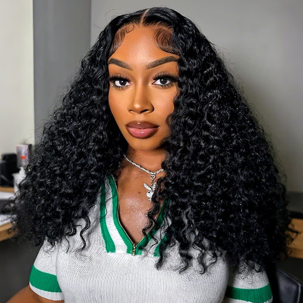 OhMyPretty Water Wave 13x4 HD Lace Front Wig Prebleached Knots With Pre-plucked Edges
