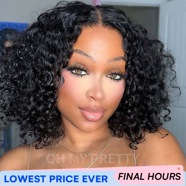 OhMyPretty Wear Go Water Wave Bob 7x5 Lace Wig Glueless Short Wig 100% Human Hair Beginner Friendly