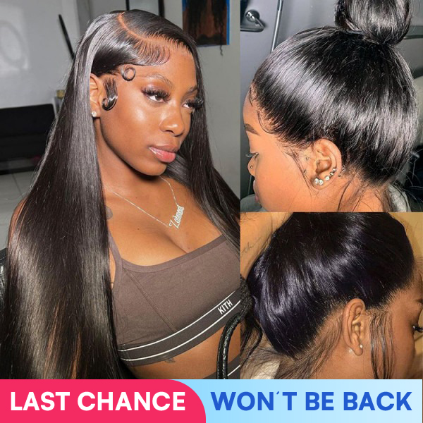 OMpretty 360 Straight Invisi Draw Strings Wear Go Glueless Pre-Bleached And Pre-Cut Lace Human Hair Wig