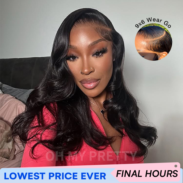 [Model Length = $106] Side Part Layer Cut Body Wave 9x6 M Cap Wear Go Glueless Wig Invisi Draw Strings With Baby Hair Pre Bleached Single Knots