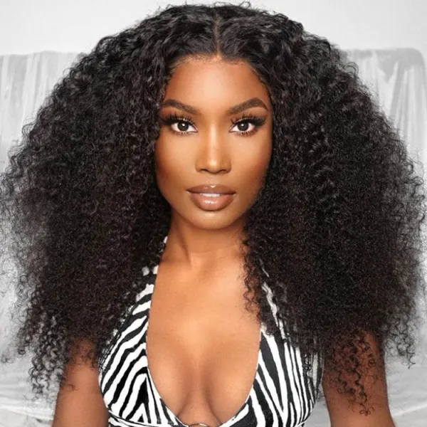 OhMyPretty Kinky Curly 13x4 HD Lace Front Wig Prebleached Knots With Pre-plucked Edges