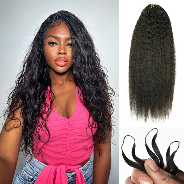 [Flash Sale]Kinky Straight Crochet Human Hair for Natural Boho Braids Miracle Knots Ready Time-Saving Pre-Separated Tangle Free