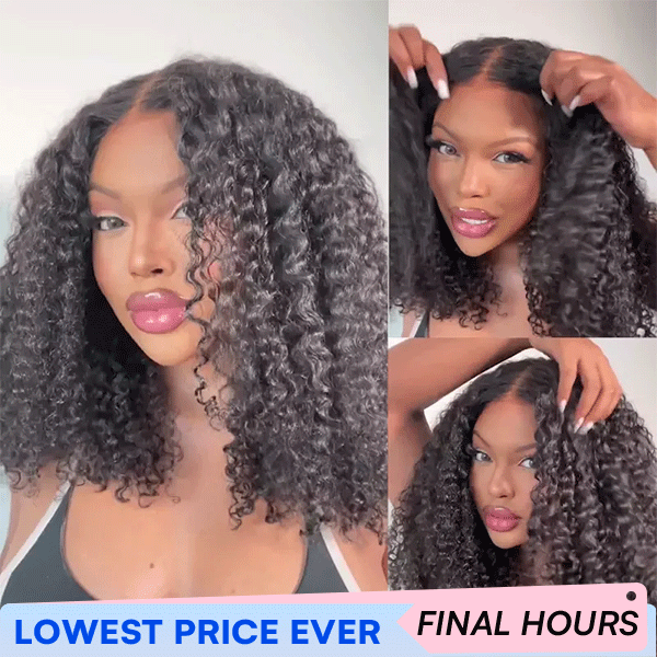 OhMyPretty Wear Go Kinky Curly Glueless 7x5 Lace Closure Wig With Pre-plucked Edges Gorgeous Natural Coily Curl