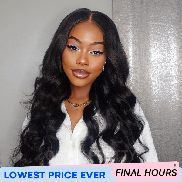 OhMyPretty Bleach Knots Glueless Body Wave Wear Go 7x5 Lace Wig With Pre-plucked Edges Pre-Cut Zig Zag Lace Invisible Knots
