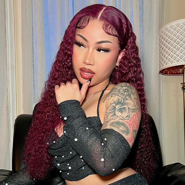 Wear Go Glueless 99J Color Water Wave 6x4 Lace Wig With Pre-plucked Hairline