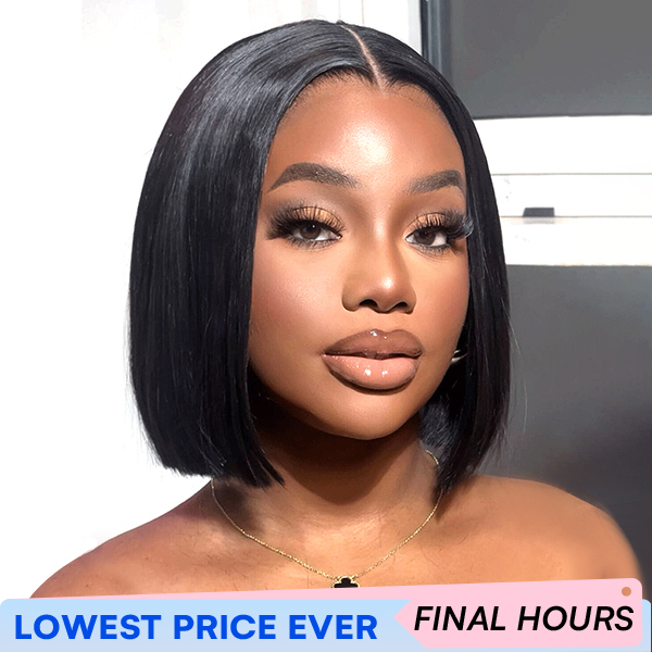 OhMyPretty Wear Go Straight Bob 7x5 Lace Glueless Short Wig 100% Human Hair Beginner Friendly