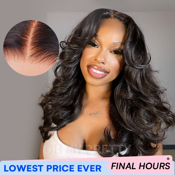 OhMyPretty Chic Layered Cut Loose Wave Wear Go Glueless 9x6 Lace Wig Human Hair Wig Pre plucked &Pre Bleached & Pre Cut