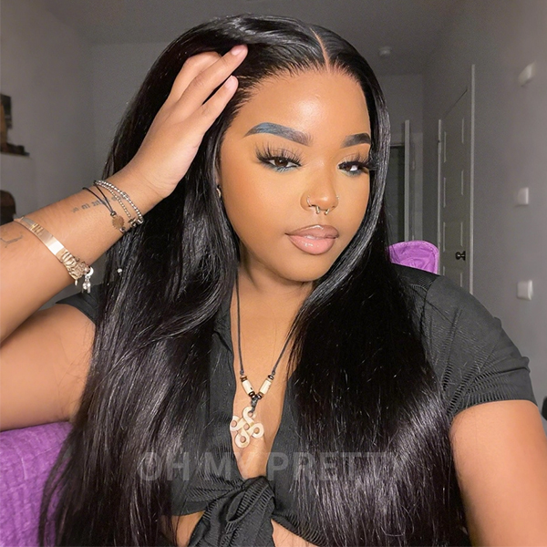 OhMyPretty Straight 13x4 Lace Front Wig with Pre-plucked Edges