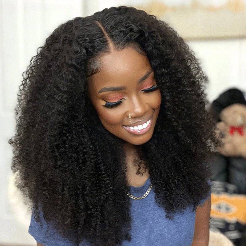 M-cap Afro Curly 9x6 HD Lace Wear Go Glueless Wig Pre-Bleached Tiny Knots Pre-Plucked Natural Hairline