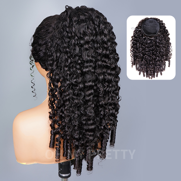 [22Inch= $82] OhMyPretty Burmese Curly Drawstring Ponytail With InvisiFit Strap 100% Human Hair Extension