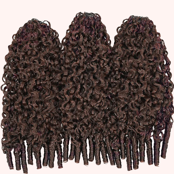 Chocolate Brown #4 Burmese Curly Color Crochet Hair Extension Pre-Separated Miracle Knots 100% Human Hair 