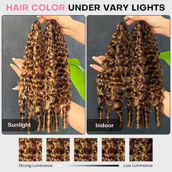 Highlight Burmese Curly Crochet Human Hair for Boho Braids Plush Texture Time-Saving Pre-Separated Tangle Free
