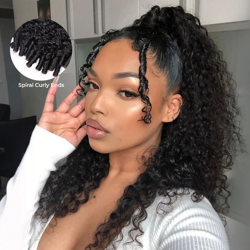 OhMyPretty Burmese Curly Drawstring Ponytail With InvisiFit Strap 100% Human Hair Extension