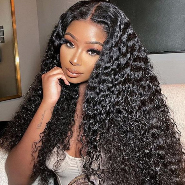 OhMyPretty Water Wave 13x4 HD Lace Front Wig Prebleached Knots With Pre-plucked Edges