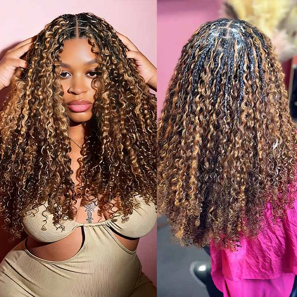 Highlight Burmese Curly Crochet Human Hair for Boho Braids Plush Texture Time-Saving Pre-Separated Tangle Free