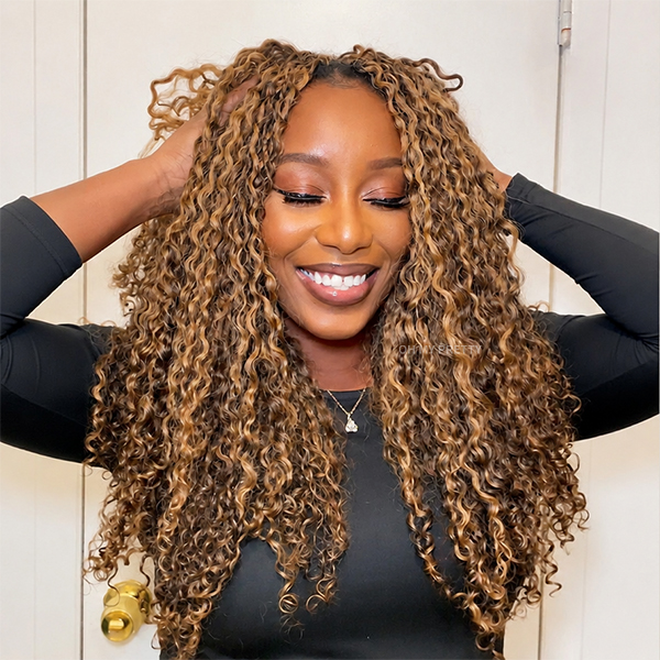 Highlight Burmese Curly Crochet Human Hair for Boho Braids Plush Texture Time-Saving Pre-Separated Tangle Free