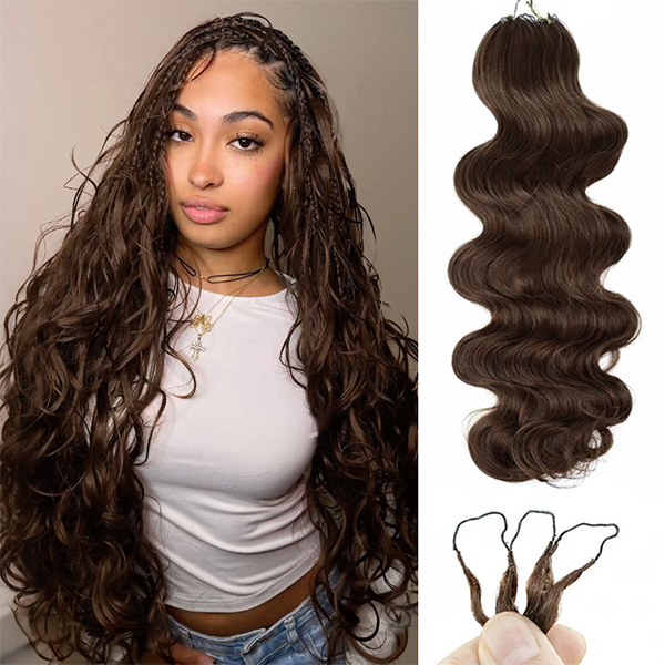 #4 Chocolate Brown Body Wave Crochet Human Hair Pre-Separated for Boho Braids & Miracle Knots Tangle Free & Reusable