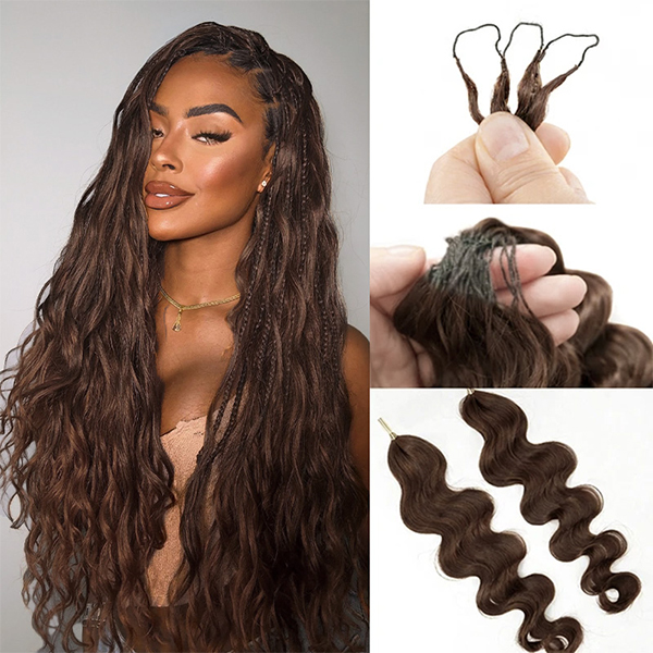 #4 Chocolate Brown Body Wave Crochet Human Hair Pre-Separated for Boho Braids & Miracle Knots Tangle Free & Reusable