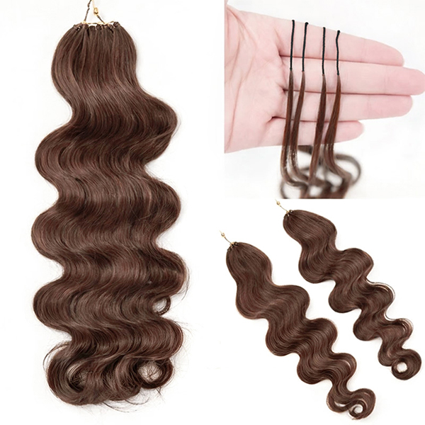 #4 Chocolate Brown Body Wave Crochet Human Hair Pre-Separated for Boho Braids & Miracle Knots Tangle Free & Reusable
