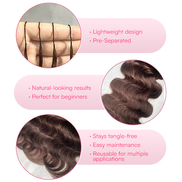 #4 Chocolate Brown Body Wave Crochet Human Hair Pre-Separated for Boho Braids & Miracle Knots Tangle Free & Reusable
