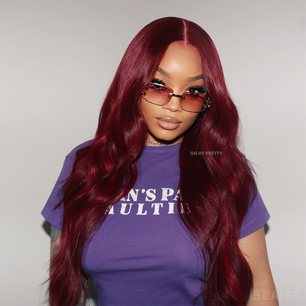 OhMyPretty Wear Go Glueless 99J Color Body Wave 7x5 Lace Wig With Pre-plucked Hairline Tiny Knots Pre-Cut Zig Zag Lace