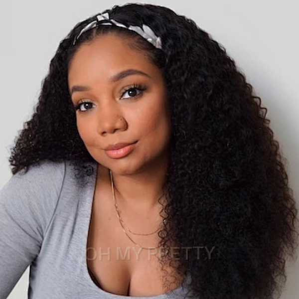 OhMyPretty Kinky Curly Human Hair Headband Wig