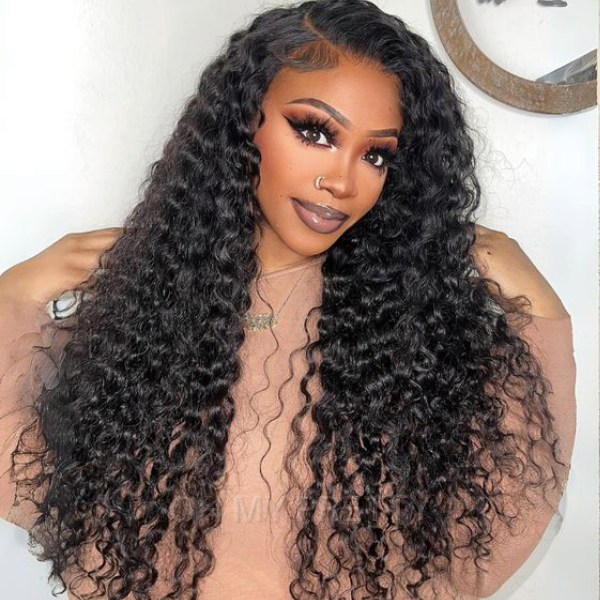 OhMyPretty Wear Go Glueless Deep Wave 9x6 Lace Wig M Cap Pre-Bleached Mini Knots Pre-Plucked