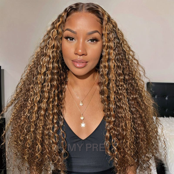 OhMyPretty Wear Go Glueless Highlight Brown Deep Wave 6x4 Lace Wig With Pre-plucked Hairline Secure 3D Dome Cap